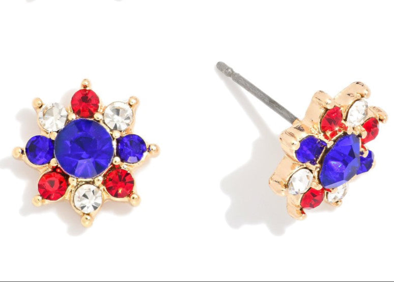 Americana Flower Flag Stud Earring