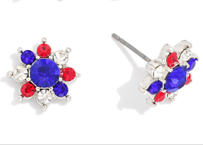 Americana Flower Flag Stud Earring