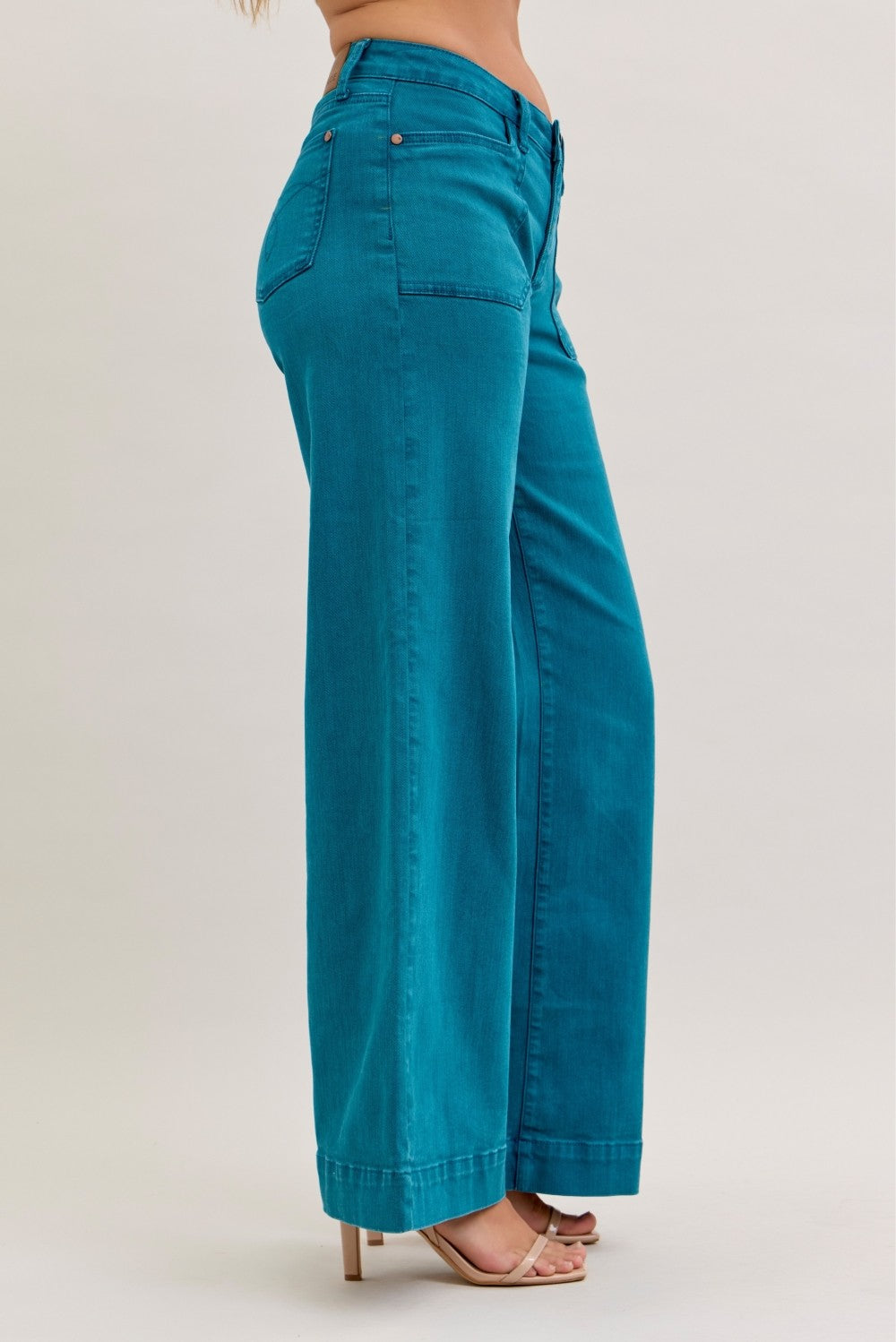 Midrise Teal Wide Leg Jean