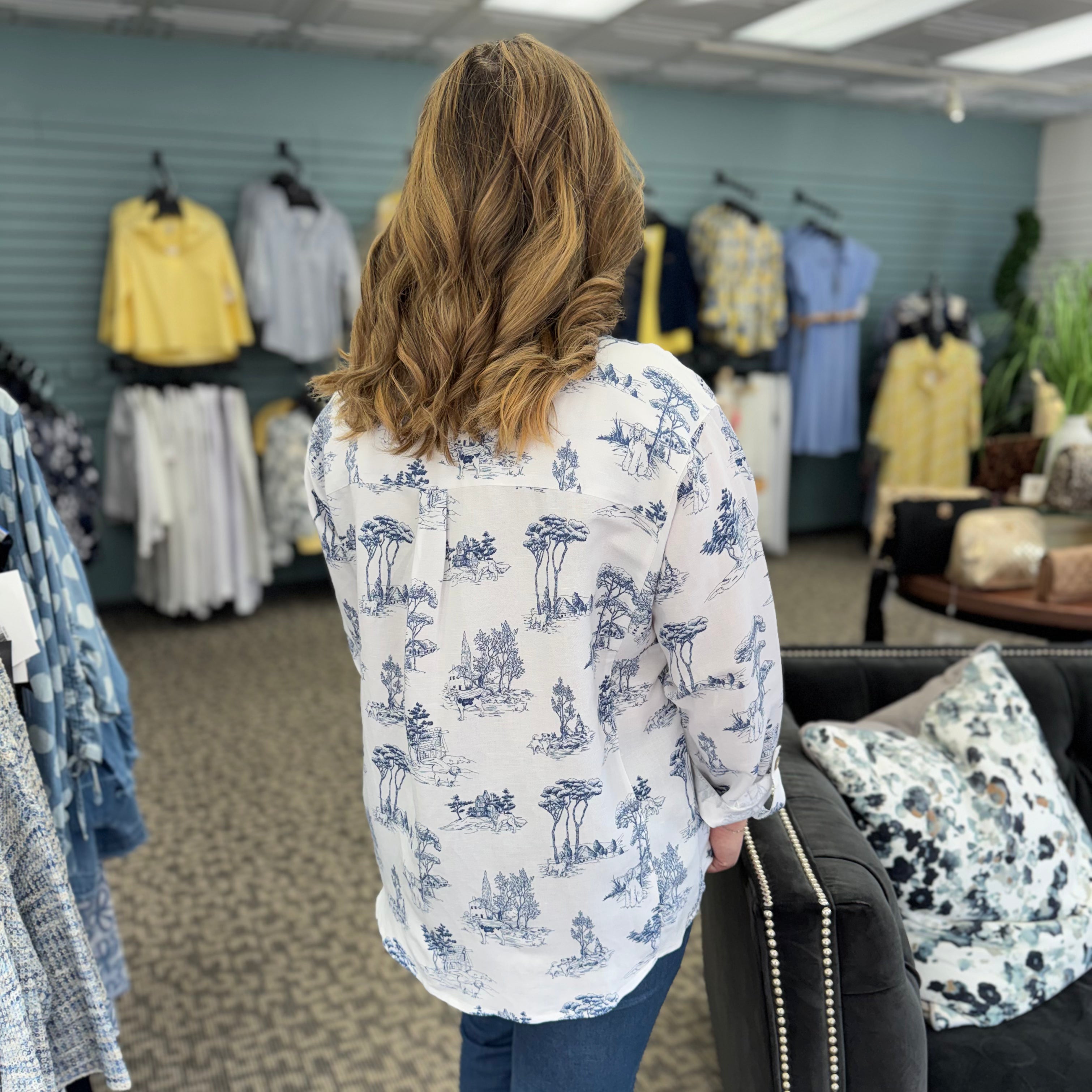 Roll Tab Cuff Long Sleeve High-Low Shirt Top