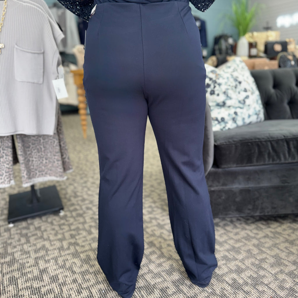 Elastic No Waist Pintuck Flare Leg Ankle Pant