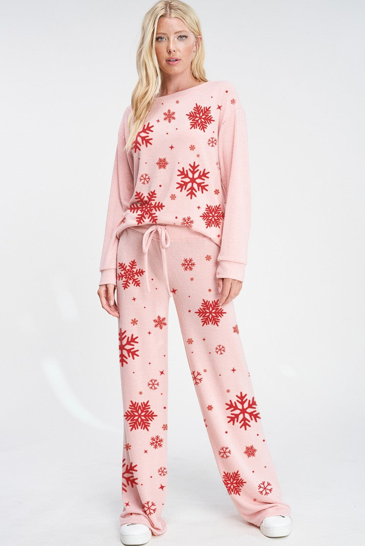 Soft Brushed Snowflake Pajama Set