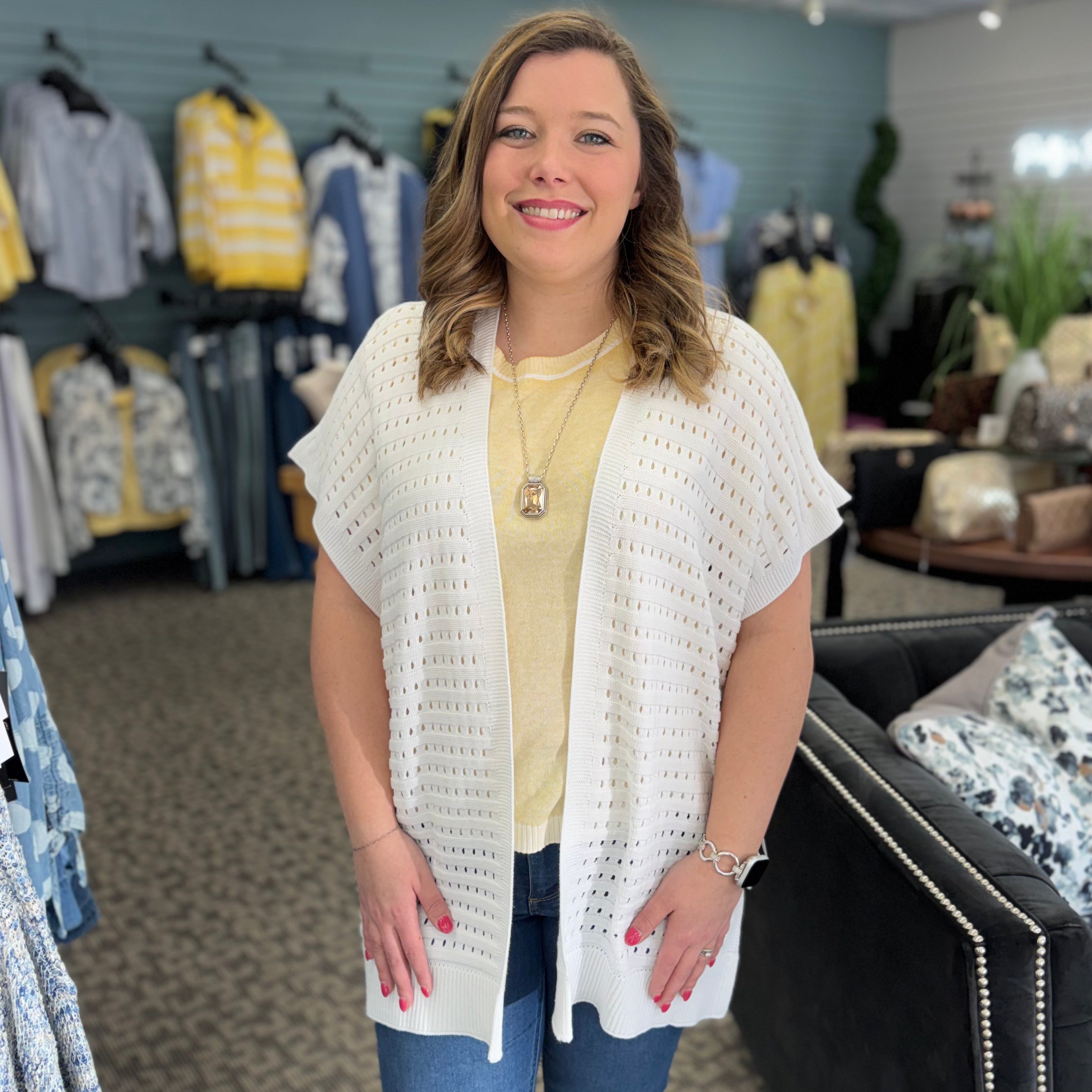 Sleeveless Open Front Sweater Cardigan