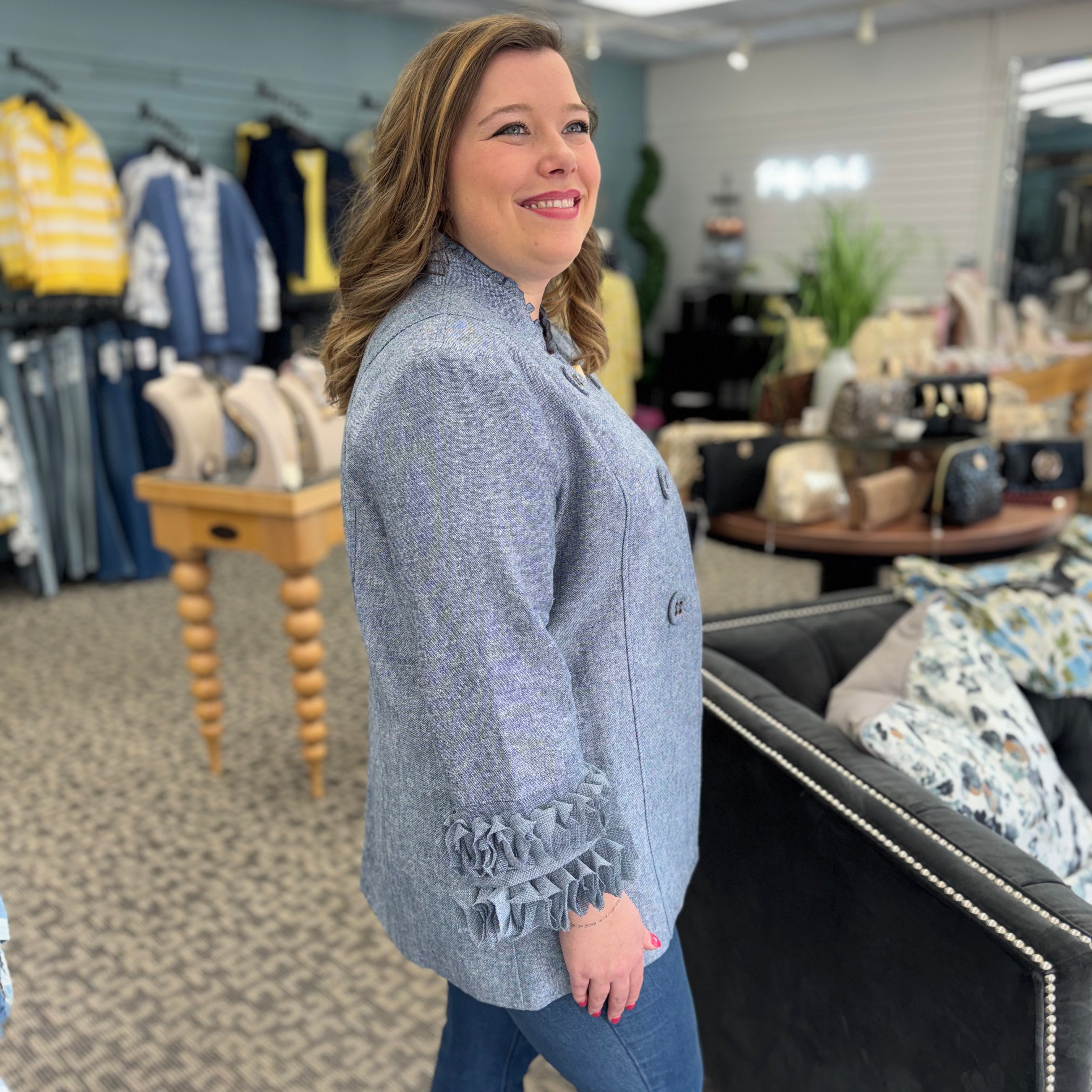 3/4 Sleeve Stand Collar Jacket