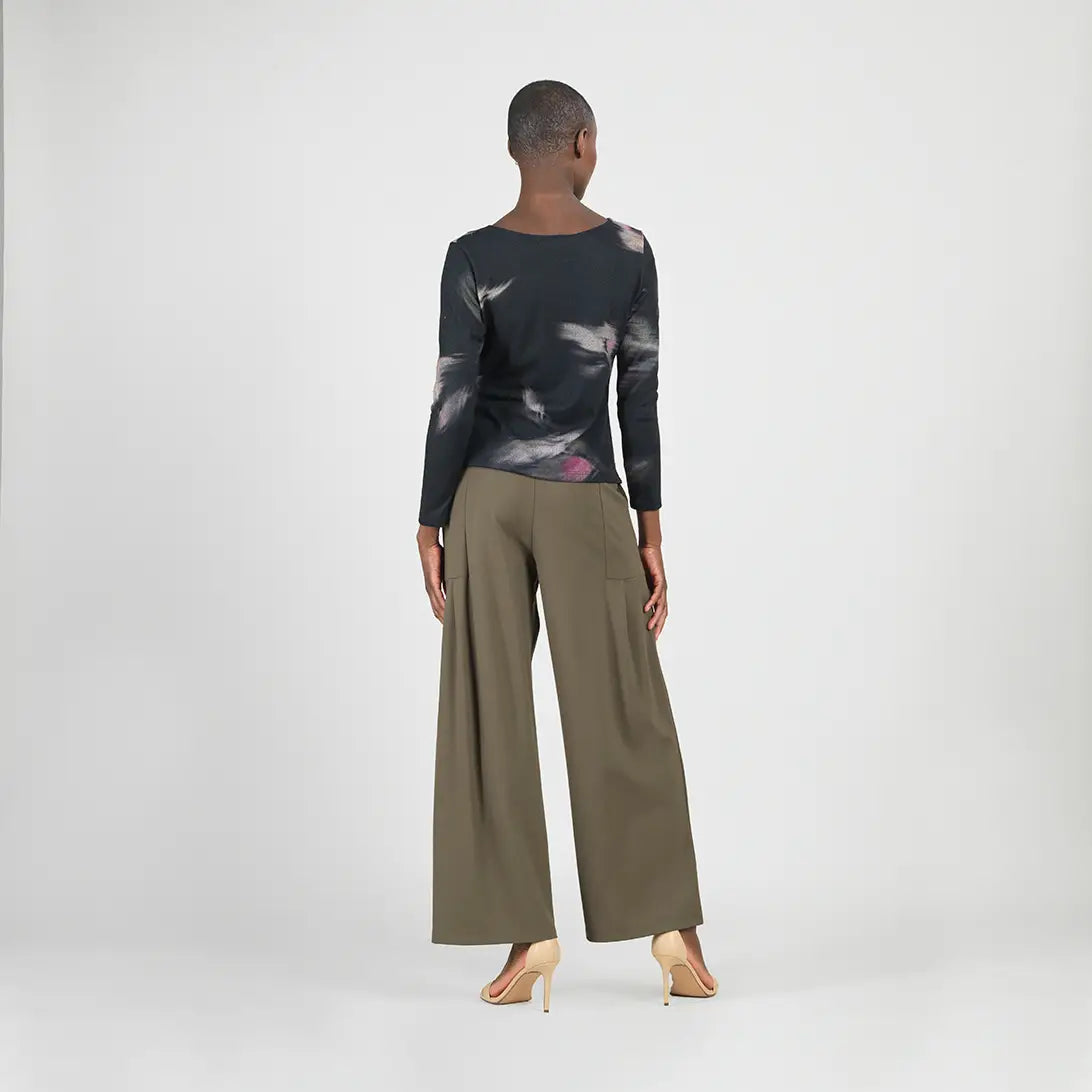 Brush Print Soft Side-tie Sweater