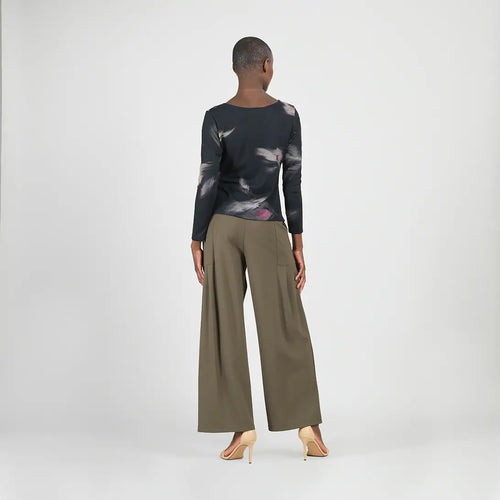 Brush Print Soft Side-tie Sweater