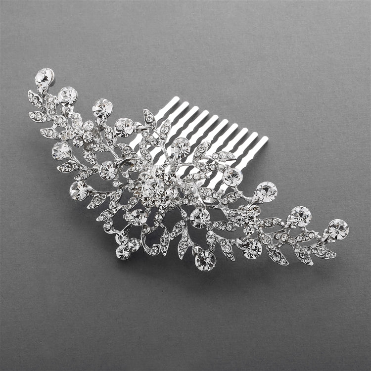 Crystal Wedding Comb with Shimmering Leaves