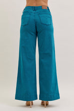 Load image into Gallery viewer, Midrise Teal Wide Leg Jean
