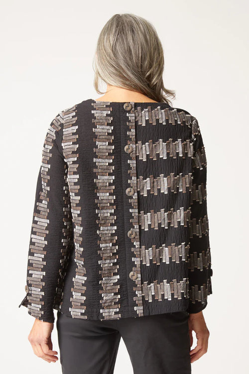 49232 Embroidered Cotton Button Back Pullover