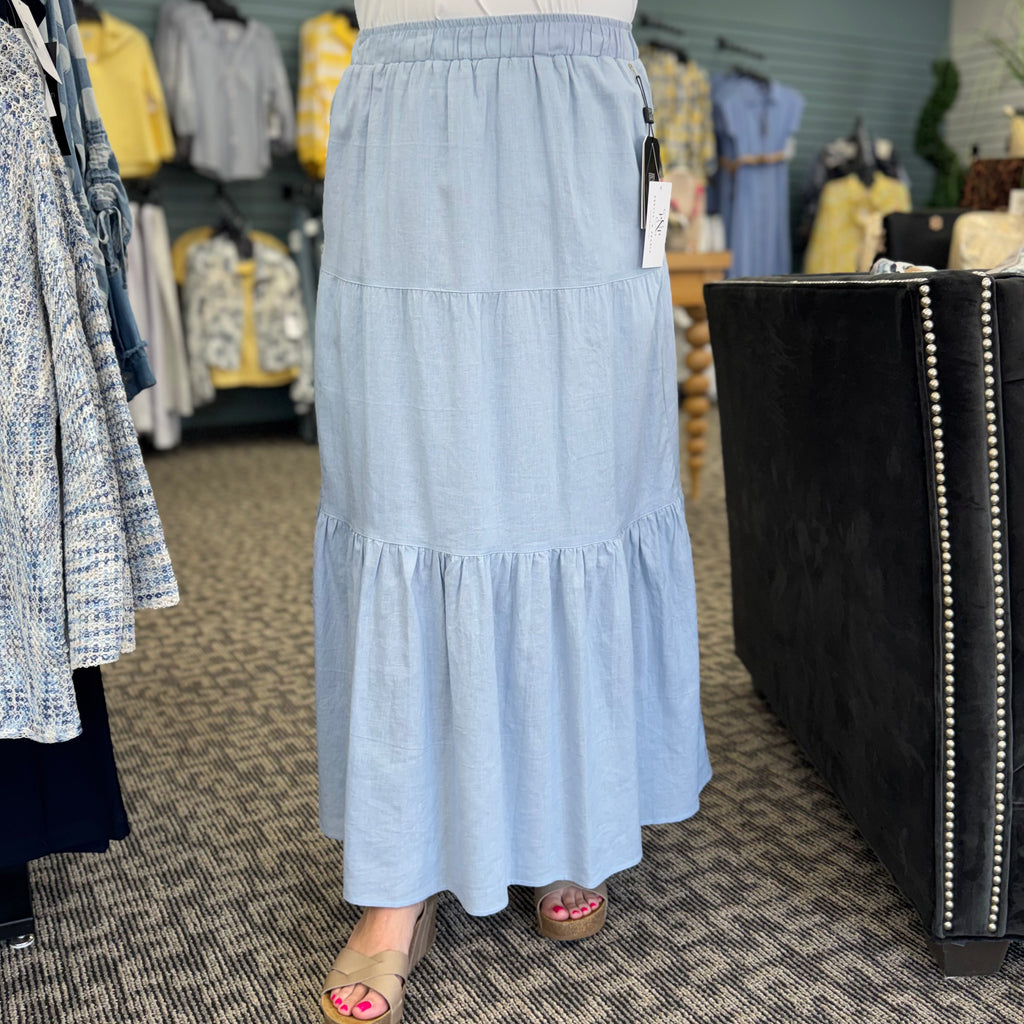 Soft Cotton Double Tiered Maxi Skirt