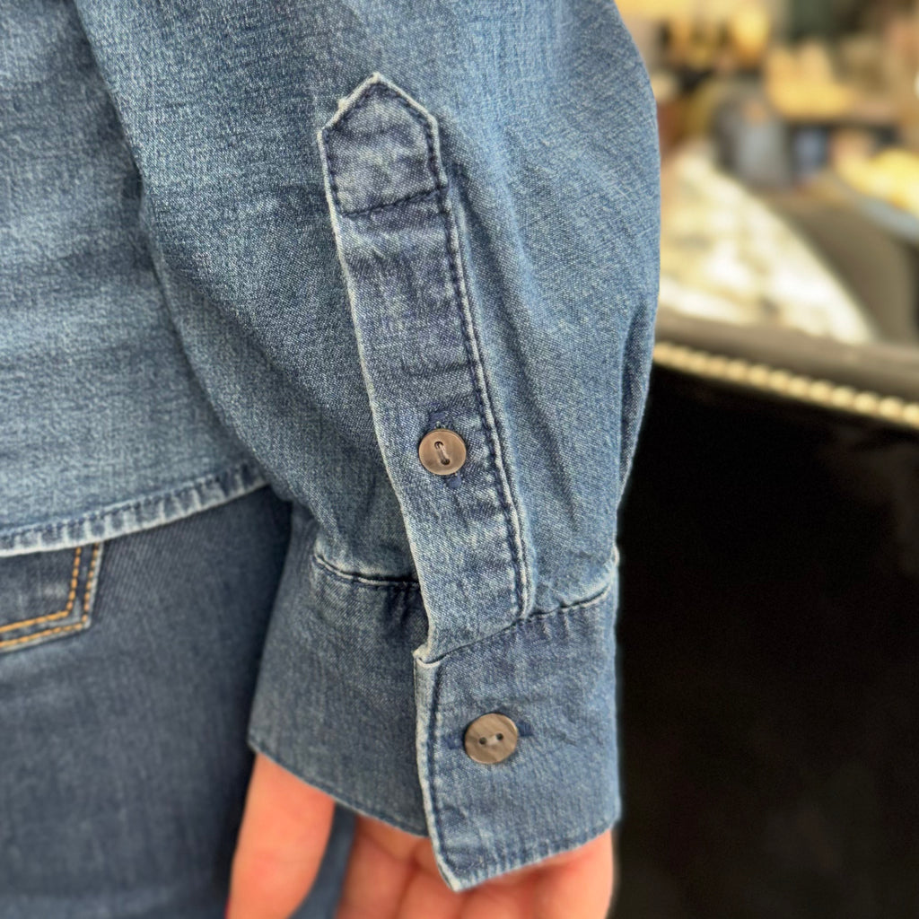 Perfect Travel Denim Shaped Hem Shirt