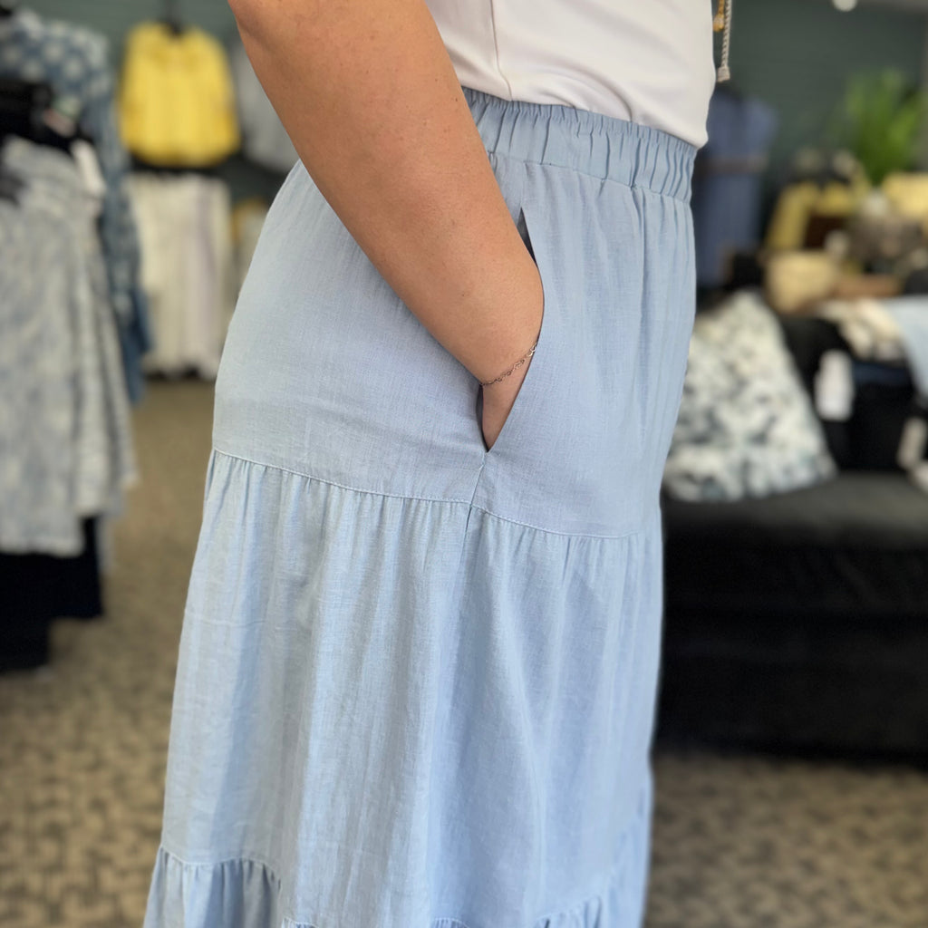 Soft Cotton Double Tiered Maxi Skirt