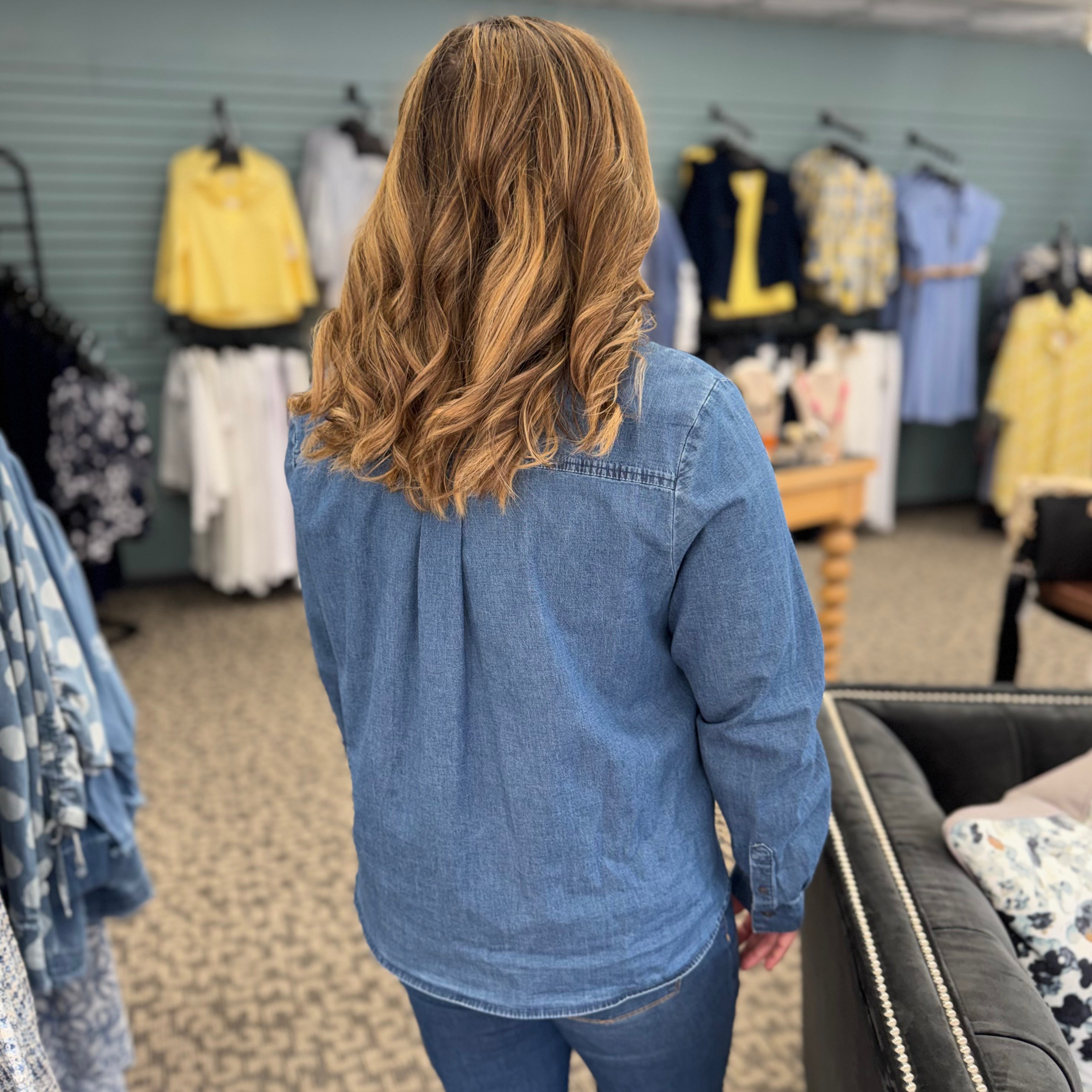 Perfect Travel Denim Shaped Hem Shirt