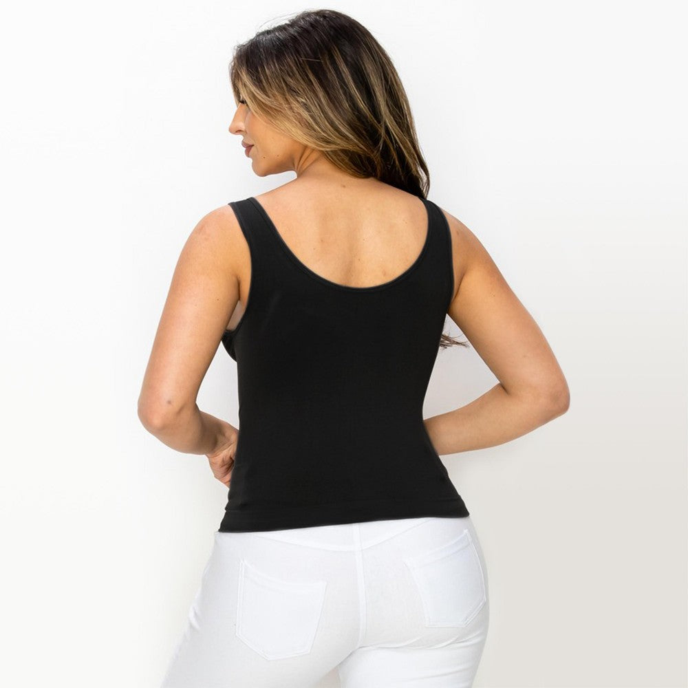 One Size: Seamless Hip Length Tank With Reversible Neckline