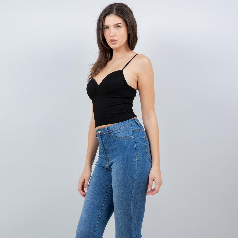 Ribbed Spaghetti Strap Camisole