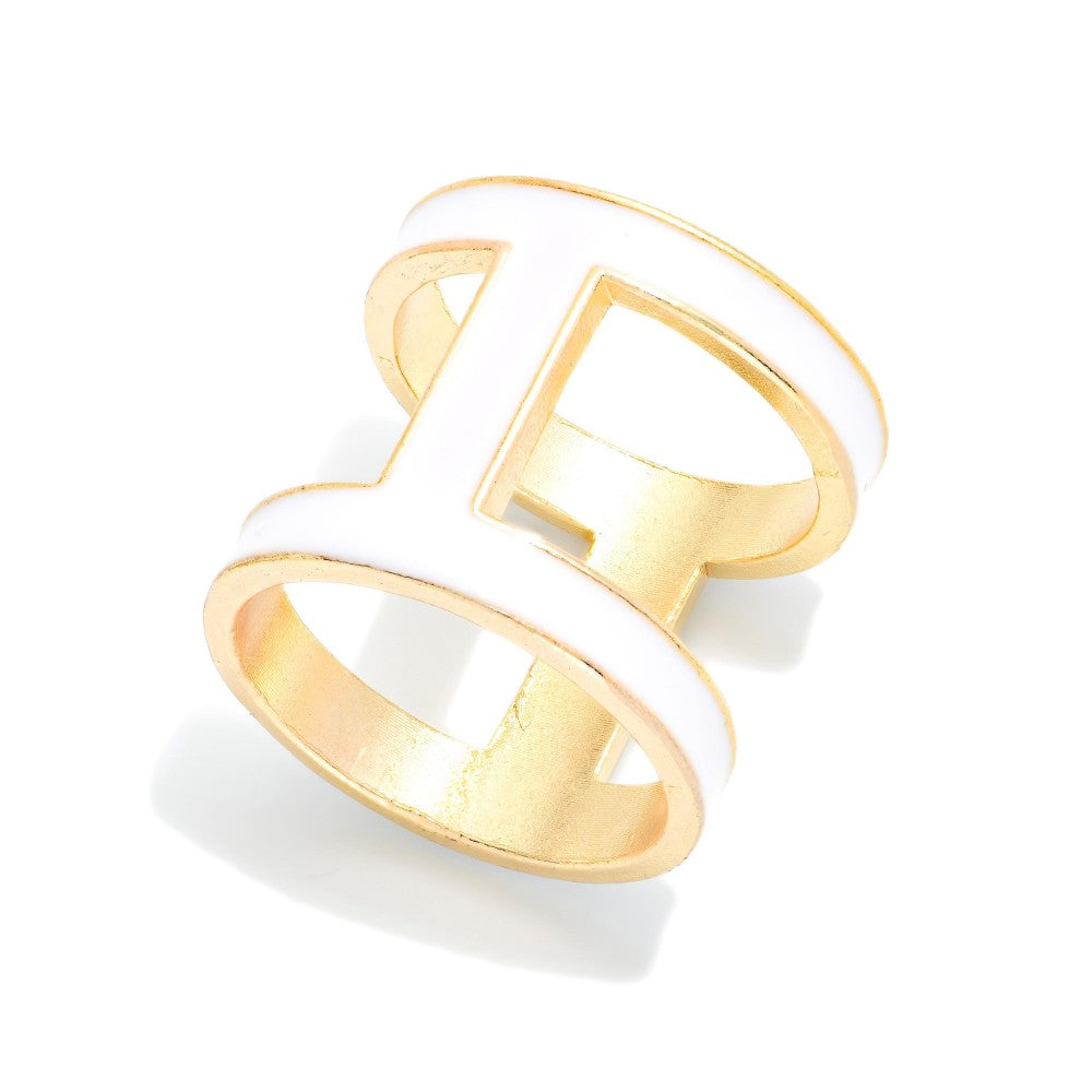 Do Everything In Love Metal I Shaped Enamel Scarf Ring