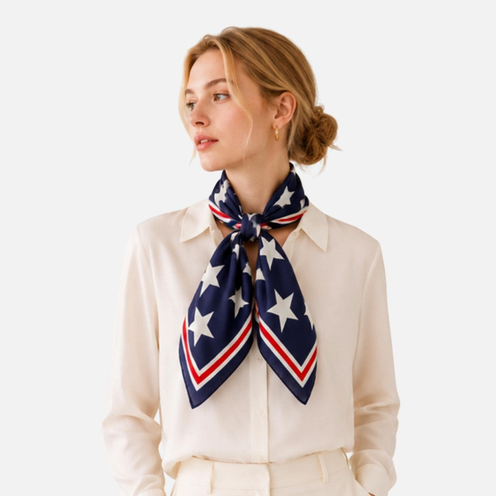 Navy Star Print Bandana Scarf