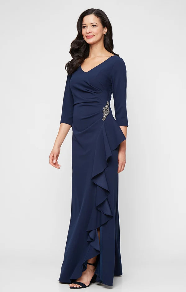 Cascade V-Neck Long Dress