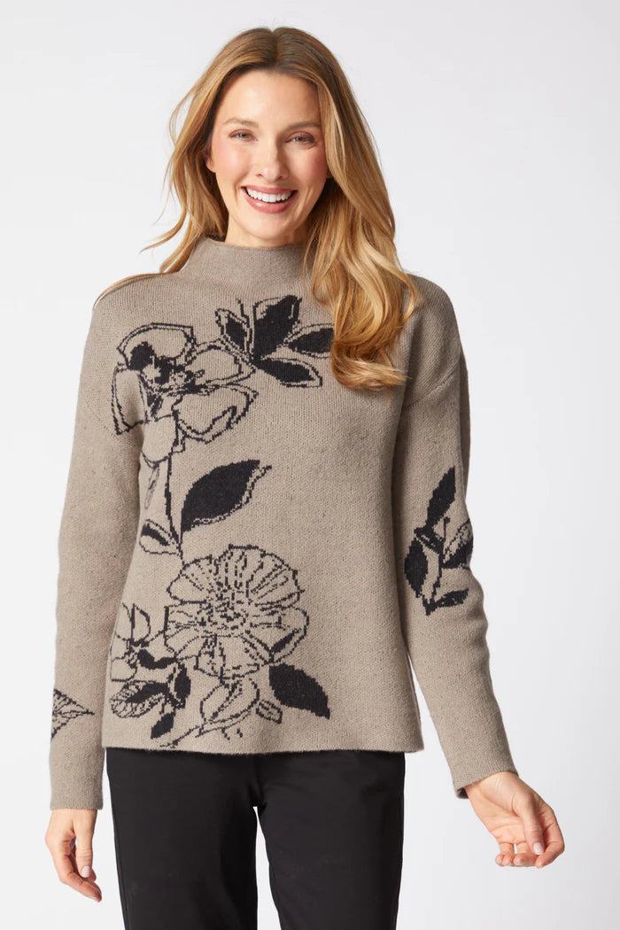 87922 Floral Foliage Intarsia Sweater