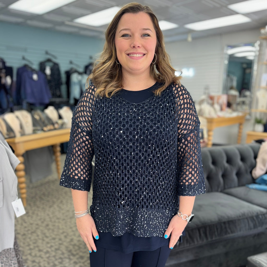Open Stitch Sweater with Sequins