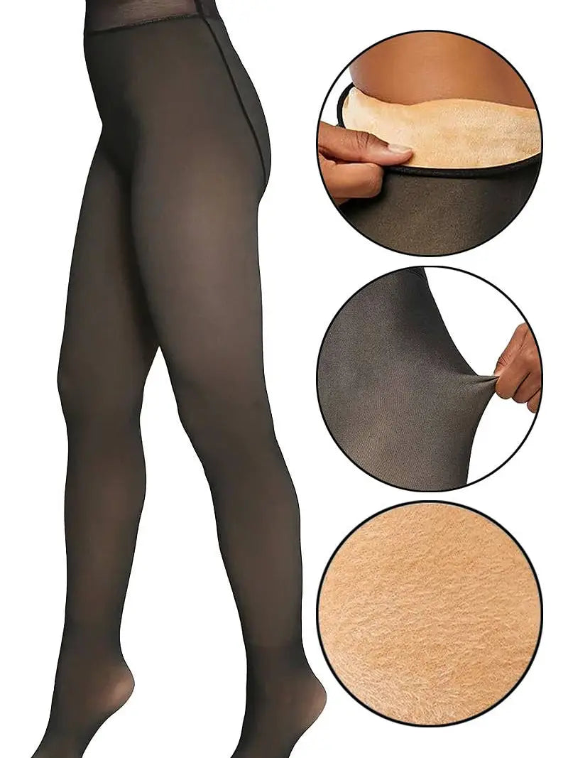 Fake Sheer Fleece Lined Pantyhose Tights