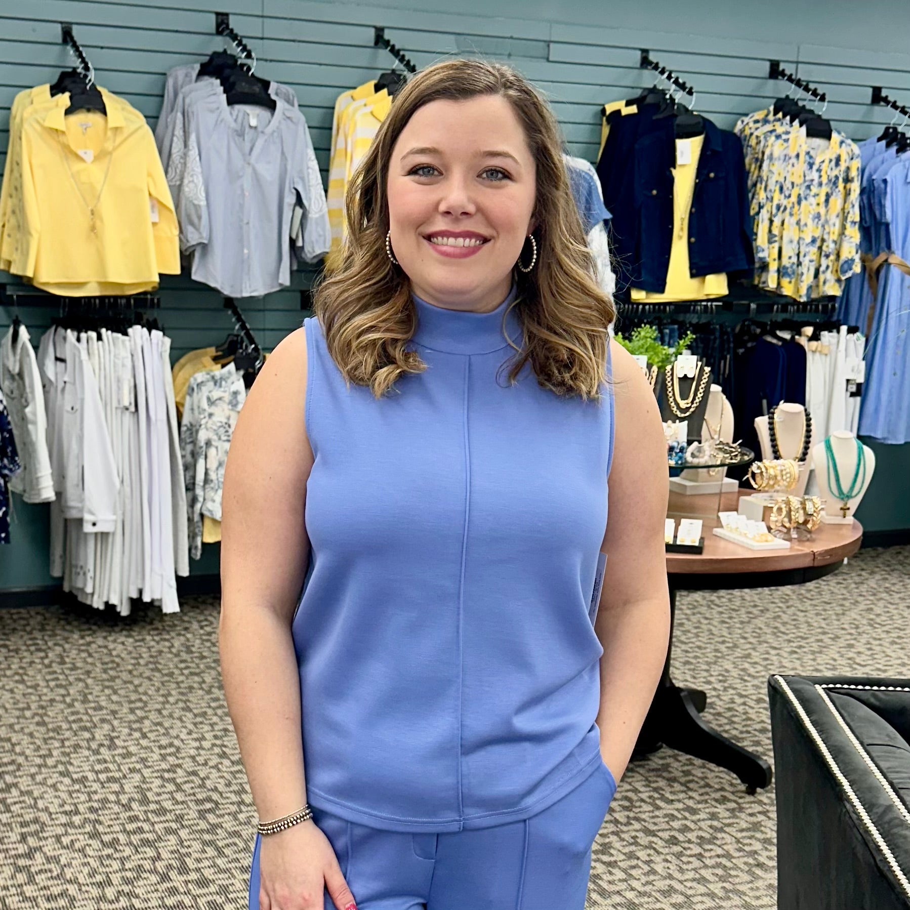 Solid Mock Neck Sleeveless Top