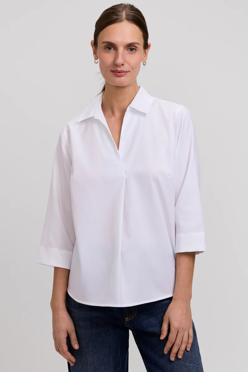 Cleo Cotton Twill 3/4 Sleeve Popover Shirt