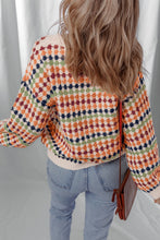 Load image into Gallery viewer, Dotty Striped Pattern Knit Drop Shoulder Sweater
