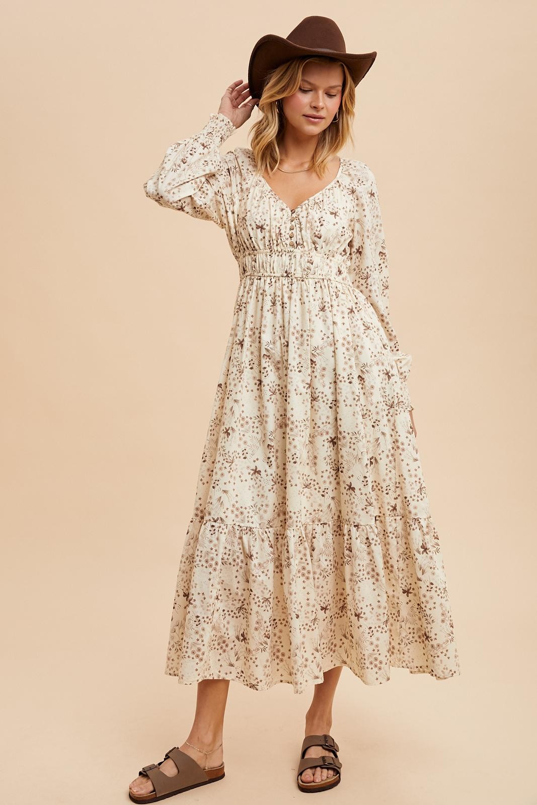 Vintage Cream Floral Maxi