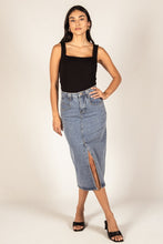 Load image into Gallery viewer, Stretch Denim Knee-Length Pencil Skirt
