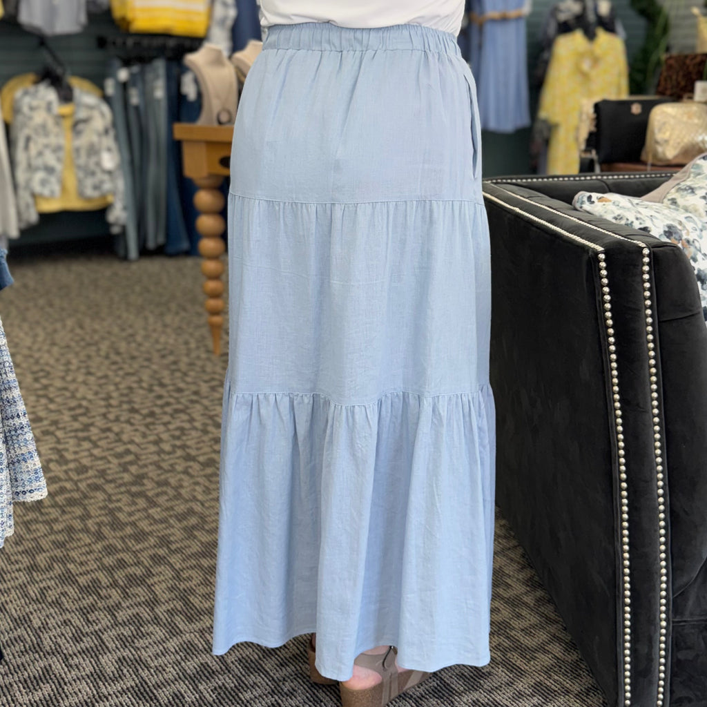Soft Cotton Double Tiered Maxi Skirt
