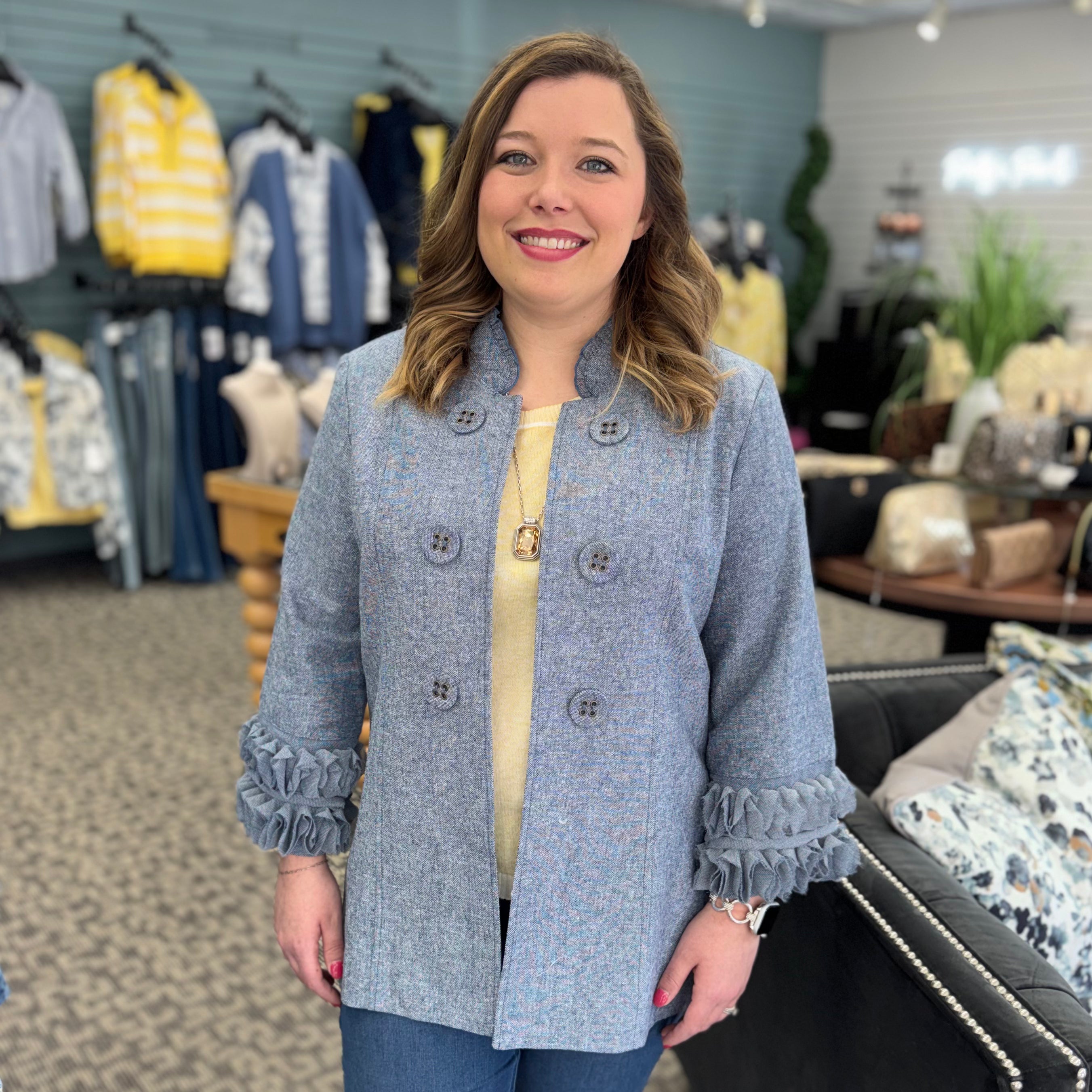 3/4 Sleeve Stand Collar Jacket