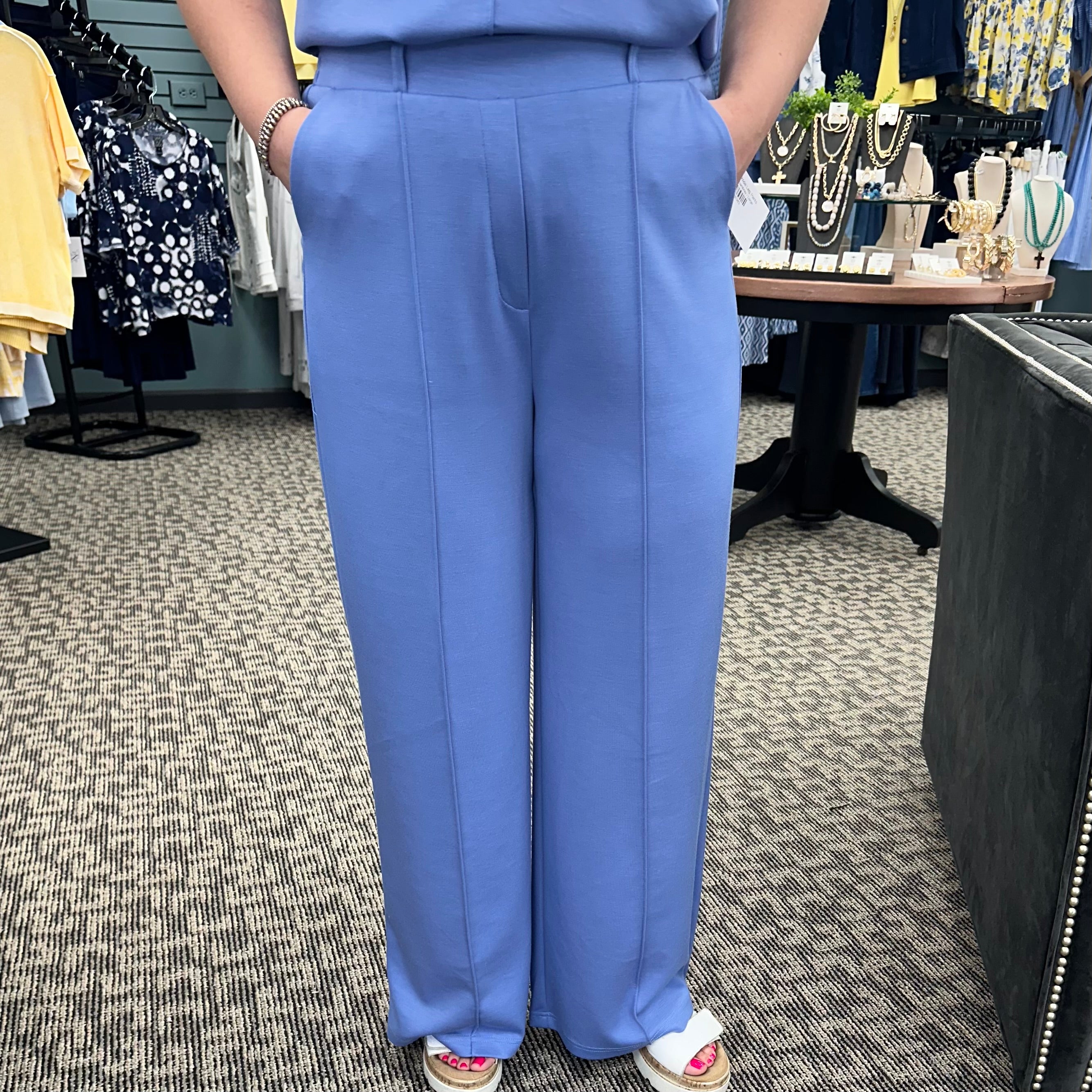 Solid Knit Wide Leg Pants