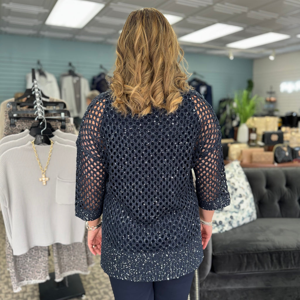 Open Stitch Sweater with Sequins