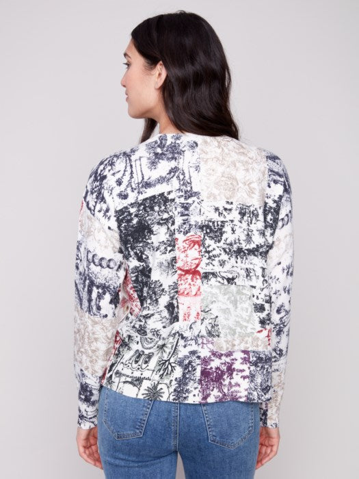 Printed Sweater With Side Buttons