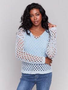 C2796 Open Stitch Fishnet Sweater