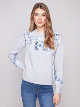 Load image into Gallery viewer, C2833E Embroidered Crew Neck Sweater
