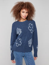 Load image into Gallery viewer, C2886 Floral Embroidered Crew Neck Sweater
