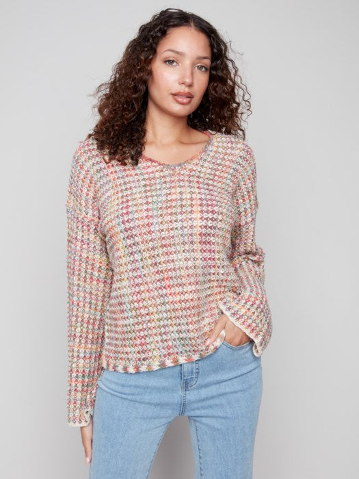 C2936 Novelty Yarn Crochet Sweater