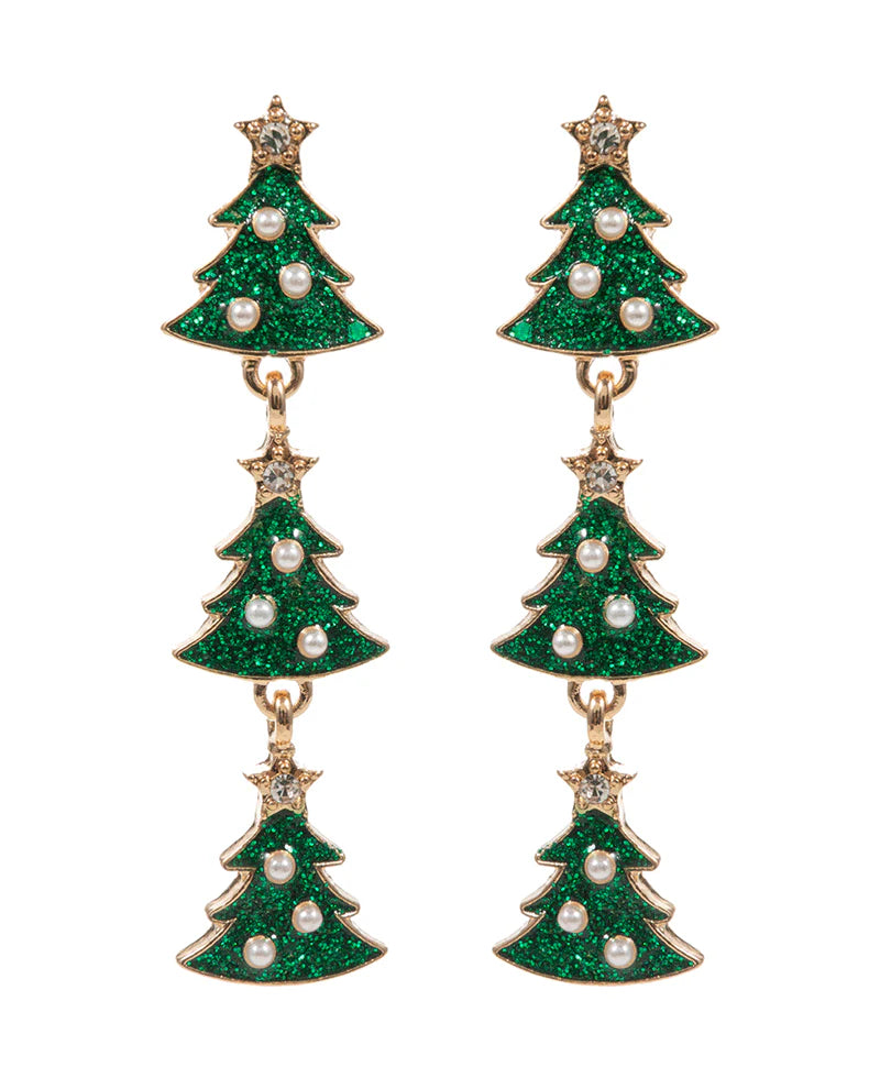Christmas Tree Enamel Dangle Earring
