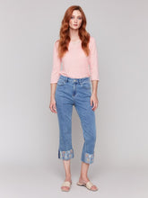 Load image into Gallery viewer, C5473RR Embroidered Cuff Cropped Jean
