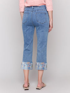 C5473RR Embroidered Cuff Cropped Jean