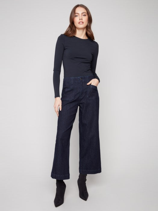 C5660 Cropped Wide Leg Stretch Jeans