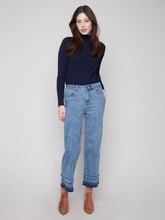 Load image into Gallery viewer, C5683 Flare Leg Jeans With Fringed Hem
