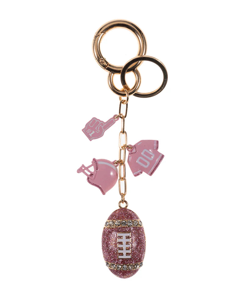 Pink Puffed Football Keychain