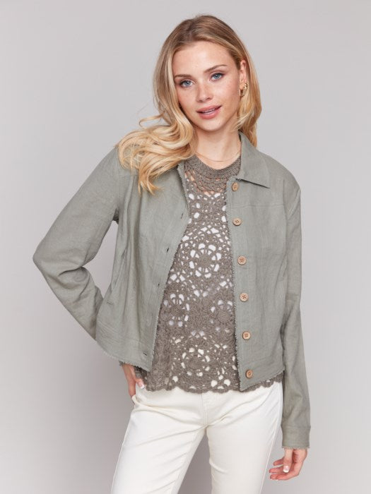 C6199Y Linen Button Down Jacket