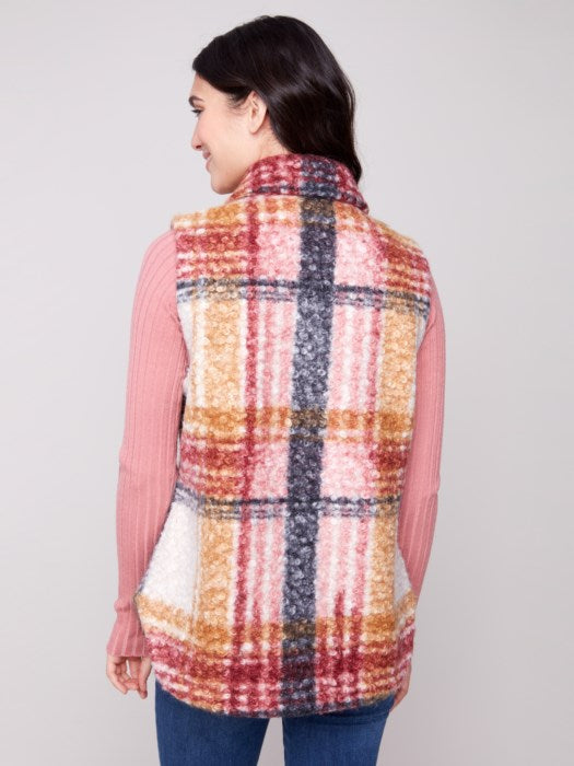 C6319R Plaid Bouclé Knit Vest