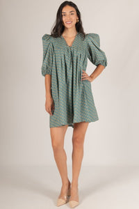 Cotton Woven Puff Sleeve Dress