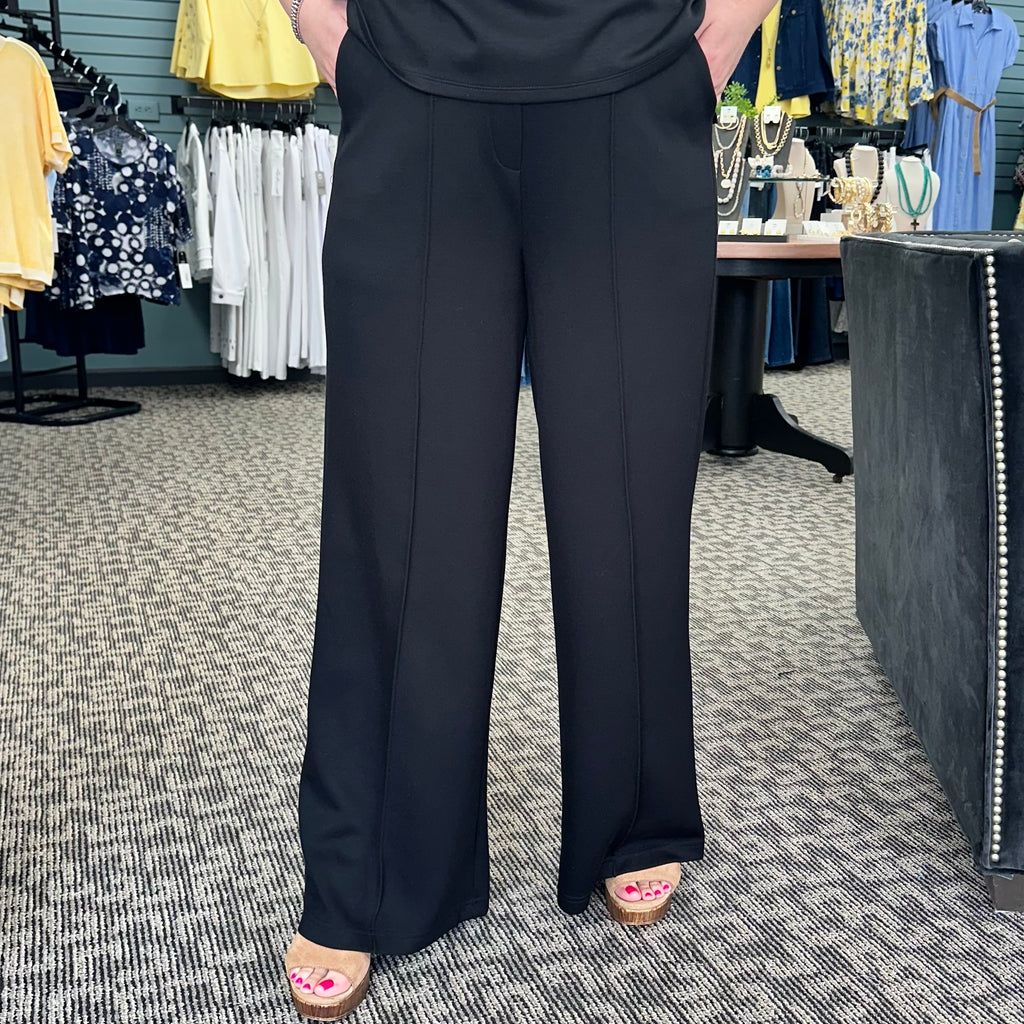 Solid Knit Wide Leg Pants