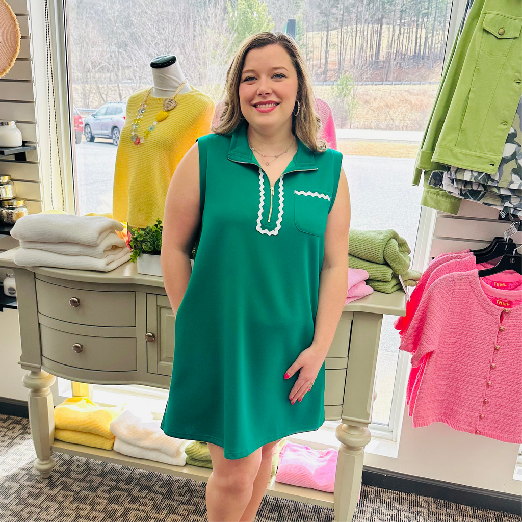 Sleeveless Mock Neck Zip Shift Dress